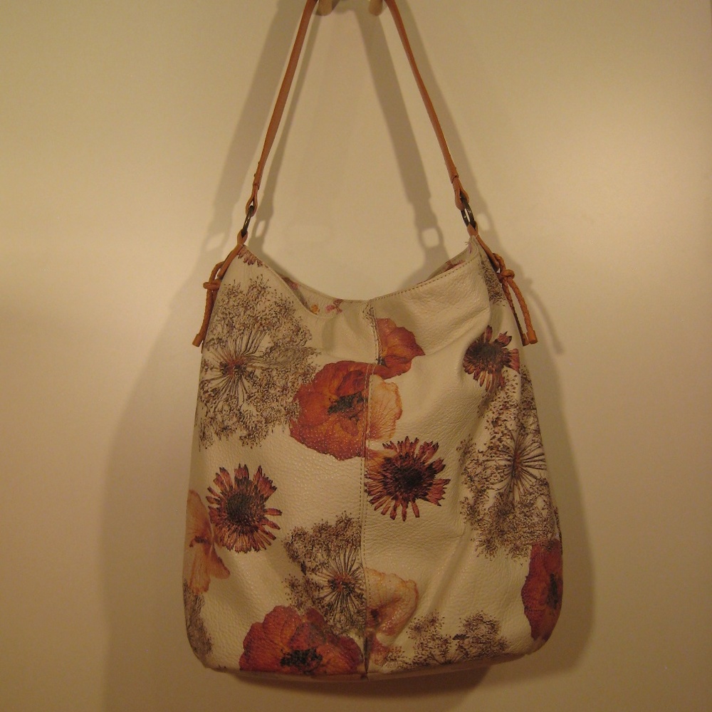 Field of Dreams Floral Leather Hobo